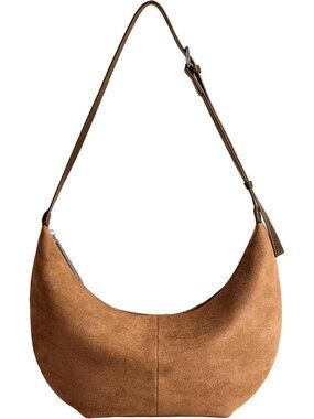 Suede Crescent Crossbody Bag for Women, Hobo Shoulder Purse